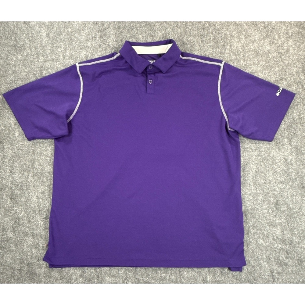 Columbia Golf Polo Mens 2XL Purple Performance Short Sleeve Contrast Stitch
